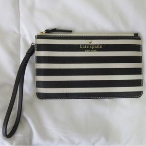 Kate Spade Slim Black White Striped Wristlet